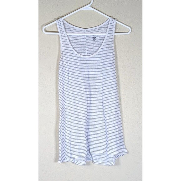 Mossimo Women's Linen Blend White Tank Top with black Stripes Size Small - Picture 1 of 5